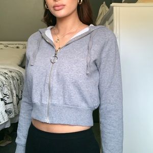 CROPPED GREY ZIP UP